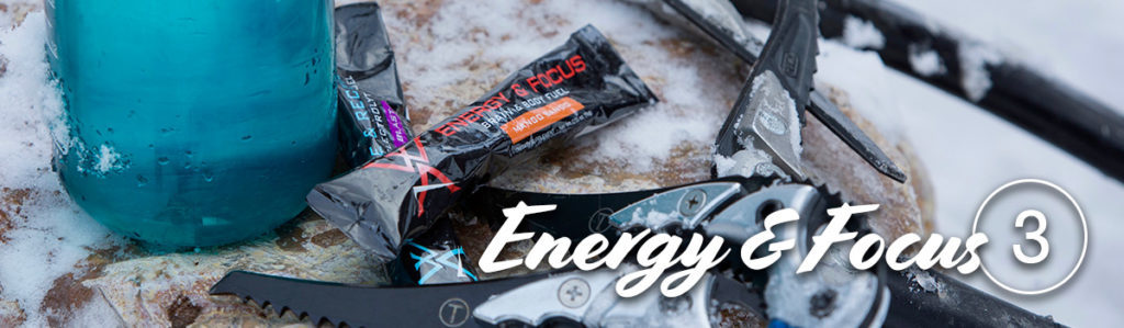 Wilderness Athlete Energy & Focus Mango Bango flavor with ice axe